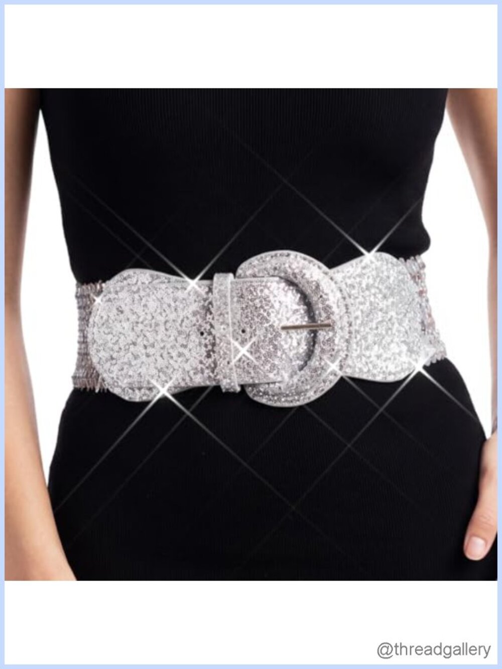 Sequin Wide Waist Belt Glitter Stretch Cinch Belt for Dresses